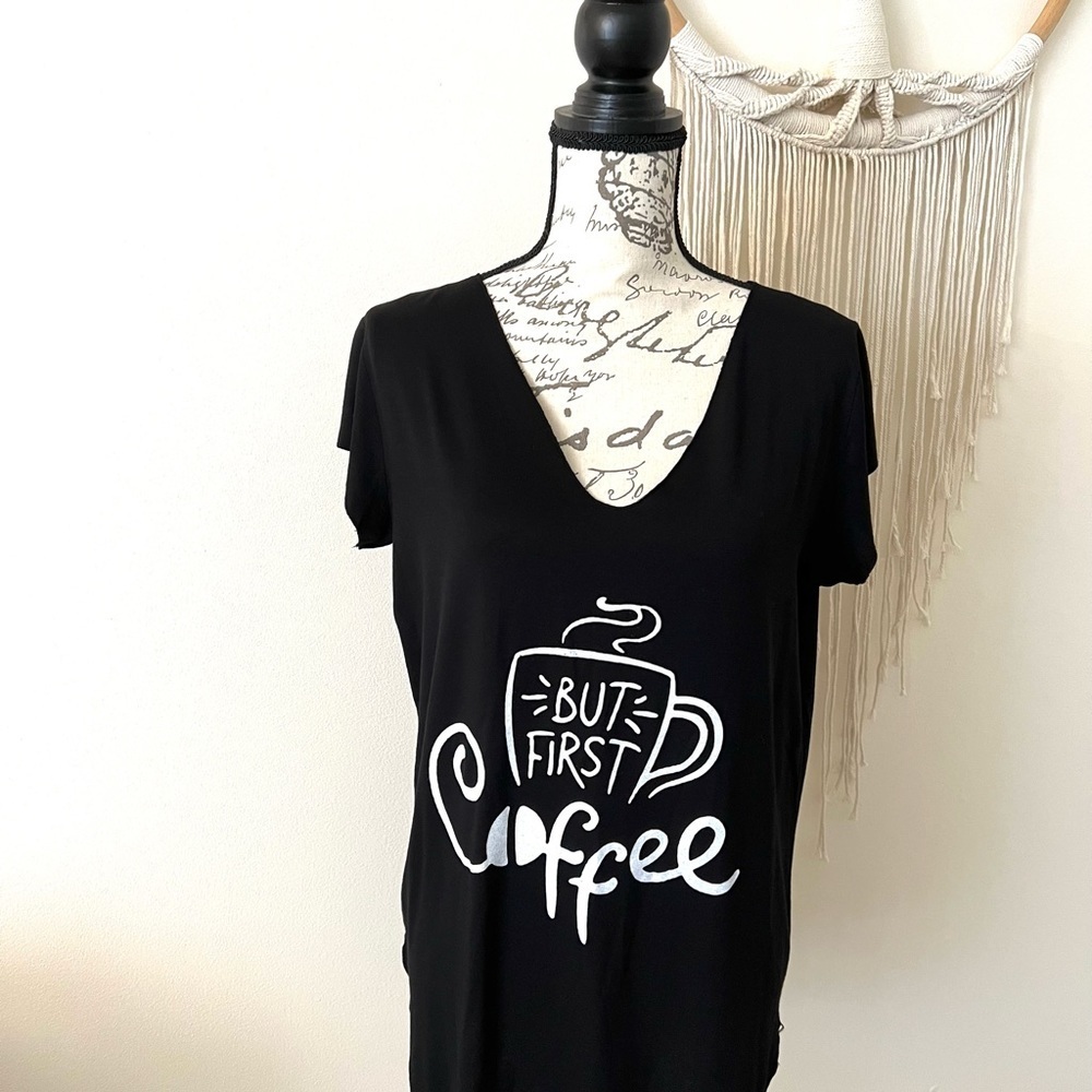Black V Neck Yoga Loungewear Shirt Tunic